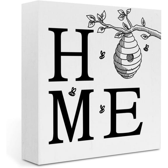 Wood Box Sign 7x7 Inch Inspirational Bee Home Decor Bee Wood Box Sign Desk Decor For Tiered Tray Table Shelf Rustic Country Wooden Sign Decor Summer Decorations For Home Farmhouse Porch Bedroom
