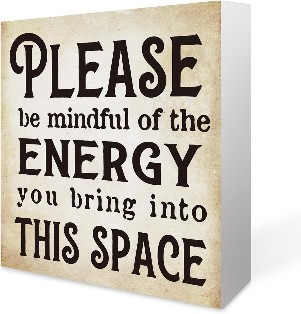 Wood Box Sign 7x7 Inch Inspirational Desk Decor Sign Energy You Bring ...