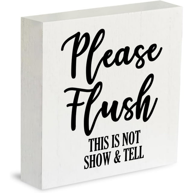 Wood Box Sign 7x7 Inch Novelty Bathroom Decor Home Office Decor