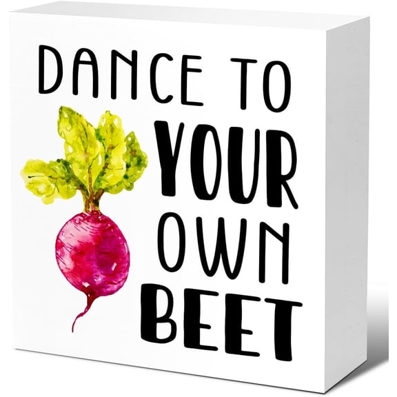 Wood Box Sign 7x7 Inch Rustic Kitchen Sign Decor Dance To Your Own Beet Wood Block Signs Farmhouse Kitchen Wooden Box Sign Decor For Kitchen Shelf Counter Desk Table Decor Gift For Women Men