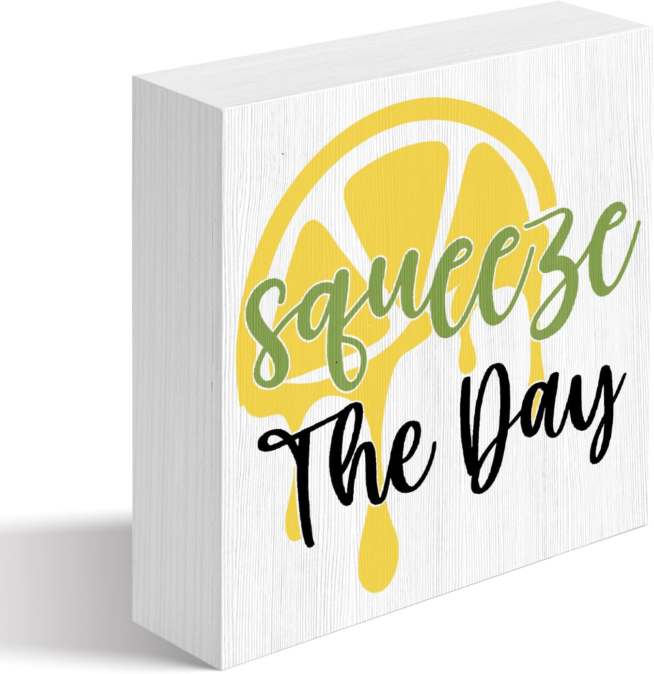 Wood Box Sign 7x7 Inch Squeeze The Day Lemon Wooden Box Signs Funny ...