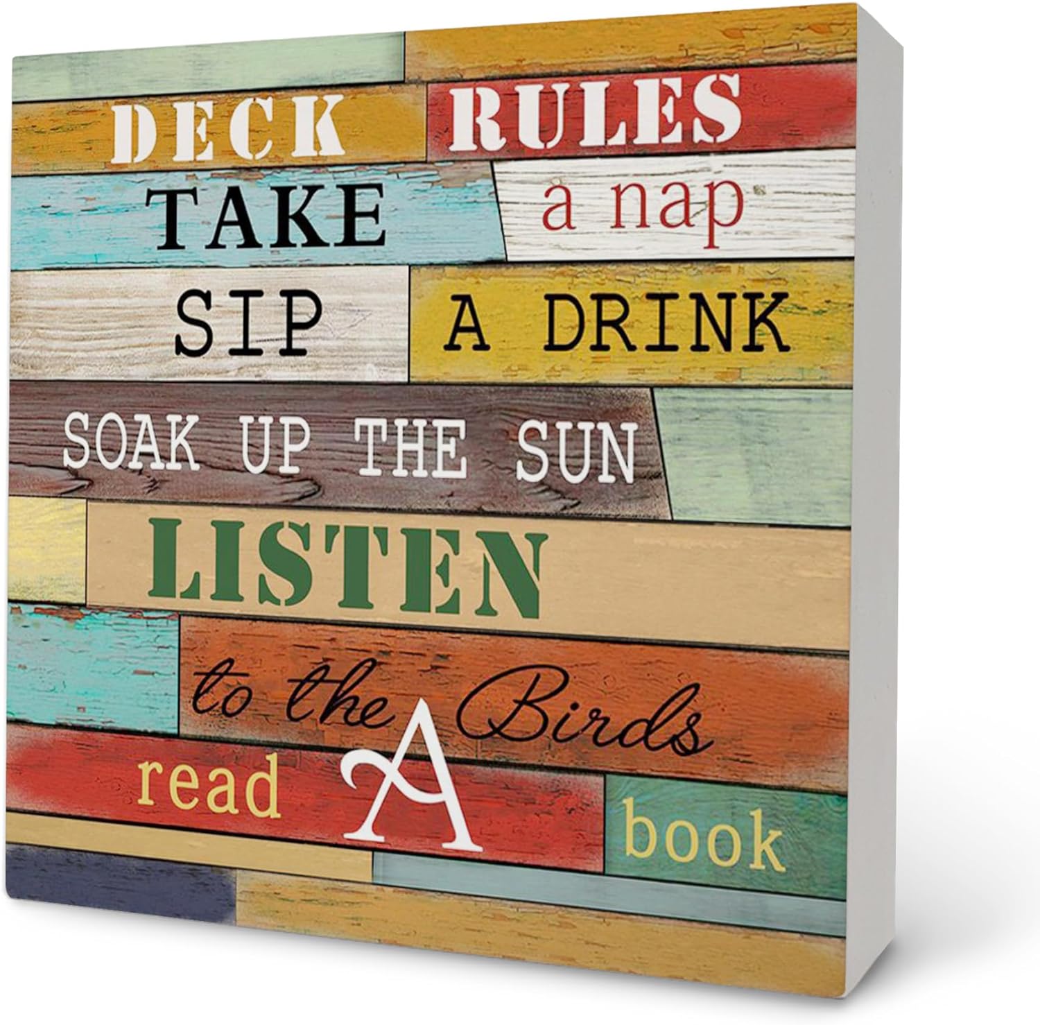 Wood Box Sign 7x7Inch Deck Rules Wood Box Sign Decor Outdoor Deck Gifts ...