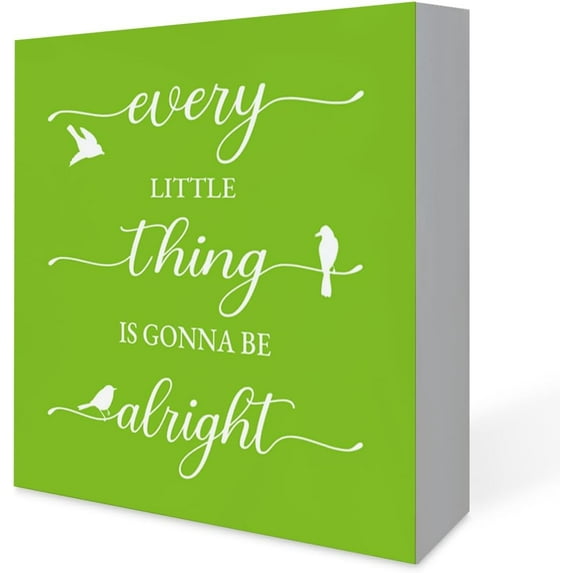 Wood Box Sign 7x7Inch Every Little Thing Is Gonna Be Alright Birds Wooden Box Sign Farmhouse Wood Box Sign Spring Art Blocks Desk Shelf Tabletop Home Decor Black Gift For Women Men