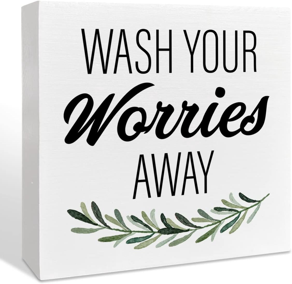 Wood Box Sign 7x7Inch Farmhouse Bathroom Wooden Box Sign Wash Your ...