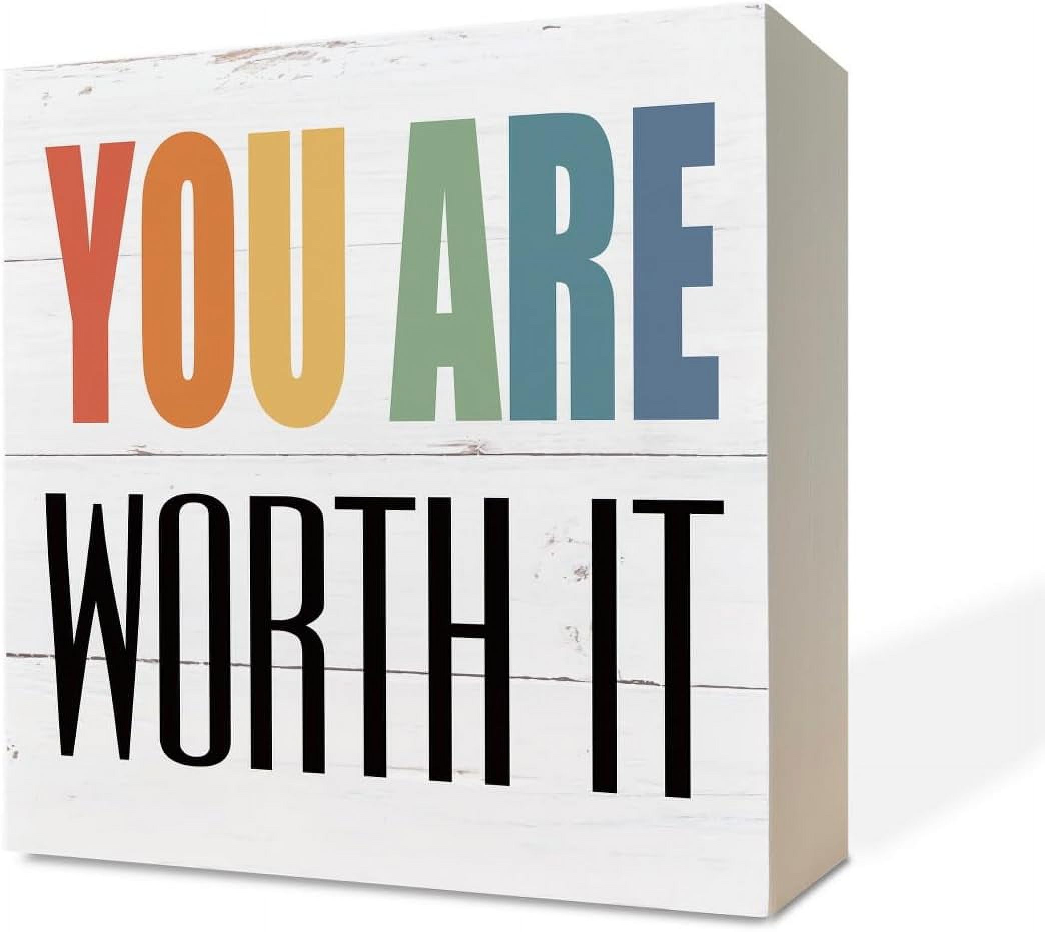 Wood Box Sign 7x7Inch Wood Signs Wooden Box Sign Desk Decor Affirmation ...