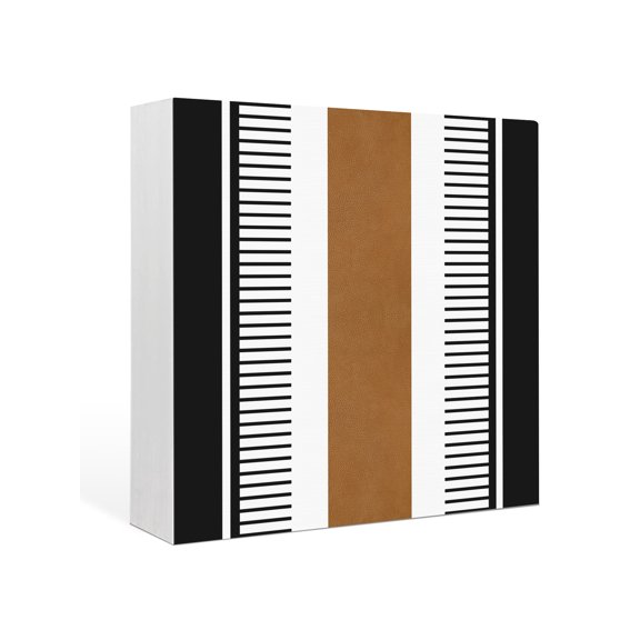 Wood Box Sign Black Brown Stripe Square Boxes Sgin Desk Decor Decorative Wood Block Plaque Boho Style Wooden Signs for Home Tabletop Shelf Wall Office Room Table Decorations Gifts 6"x6"