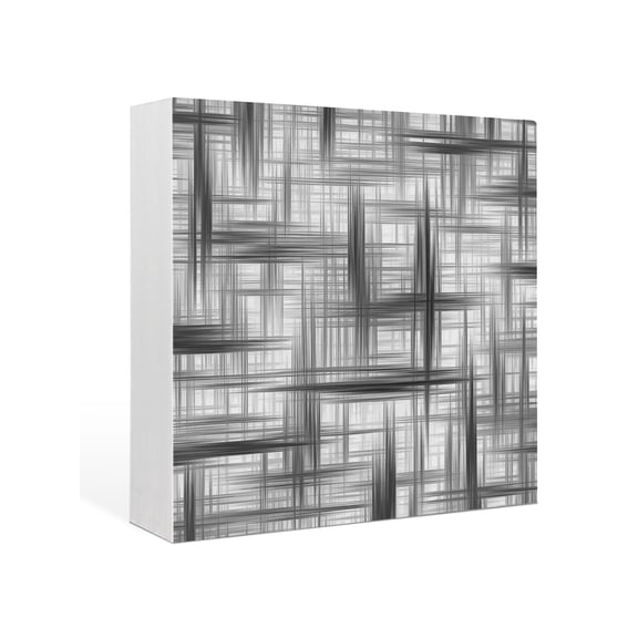 Wood Box Sign Black Weaves Square Boxes Sgin Desk Decor Decorative Wood Block Plaque Modern Abstract Grid Wooden Signs for Home Tabletop Shelf Wall Office Room Table Decorations Gifts 6"x6"
