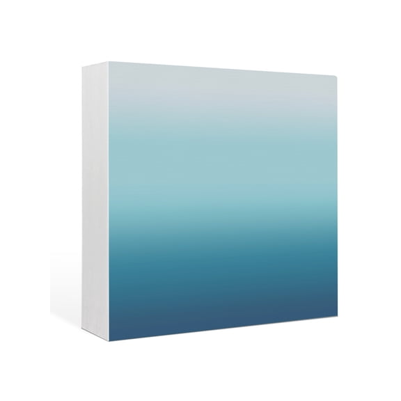 Wood Box Sign Blue Ombre Square Boxes Sgin Desk Decor Decorative Wood Block Plaque Gradient Gradual Color Wooden Signs for Home Tabletop Shelf Wall Office Room Table Decorations Gifts 6"x6"