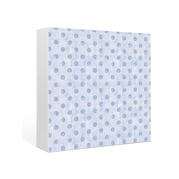 Wood Box Sign Blue Polka Dots Square Boxes Sgin Desk Decor Decorative Wood Block Plaque Modern Artistic Spots Wooden Signs for Home Tabletop Shelf Wall Office Room Table Decorations Gifts 6"x6"
