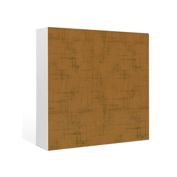 Wood Box Sign Brown Textile Weave Square Boxes Sgin Desk Decor Decorative Wood Block Plaque Intersect Lines Linen Wooden Signs for Home Tabletop Shelf Wall Office Room Table Decorations Gifts 6"x6"
