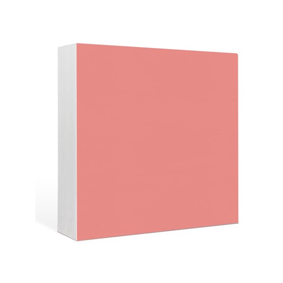 Wood Box Sign Coral Red Square Boxes Sgin Desk Decor Decorative Wood Block Plaque Solid Color Wooden Signs for Home Tabletop Shelf Wall Office Room Table Decorations Gifts 6"x6"