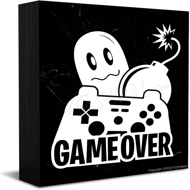 Wood Box Sign Game Over Sign Gamer Sign Game Controller Sign Wood Box ...