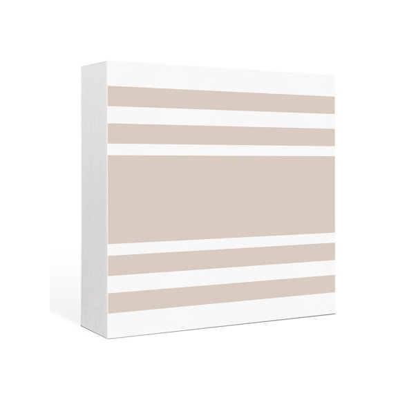 Wood Box Sign Geometric Pattern Square Boxes Sgin Desk Decor Decorative Wood Block Plaque Khaki Stripe Wooden Signs for Home Tabletop Shelf Wall Office Room Table Decorations Gifts 6"x6"