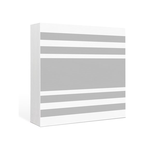 Wood Box Sign Geometric Pattern Square Boxes Sgin Desk Decor Decorative Wood Block Plaque Simple Grey Stripe Wooden Signs for Home Tabletop Shelf Wall Office Room Table Decorations Gifts 6"x6"