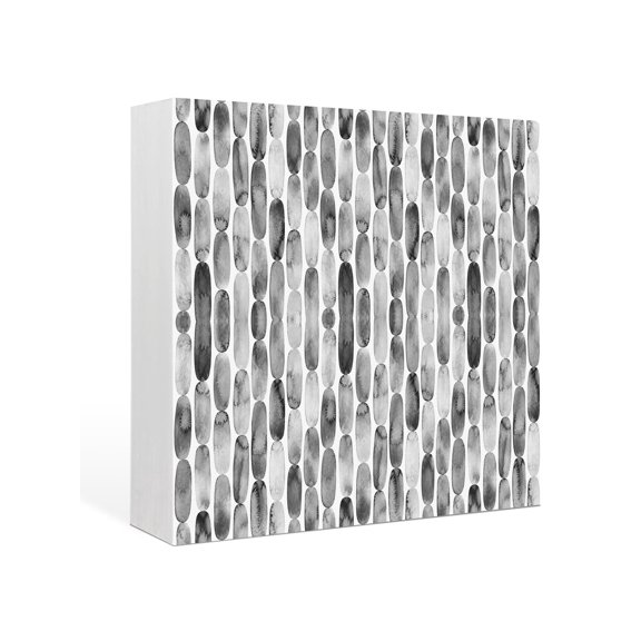 Wood Box Sign Grey Geometric Graphic Square Boxes Sgin Desk Decor Decorative Wood Block Plaque Dotted Vertical Chains Wooden Signs for Home Tabletop Shelf Wall Office Room Table Decor Gifts 6"x6"