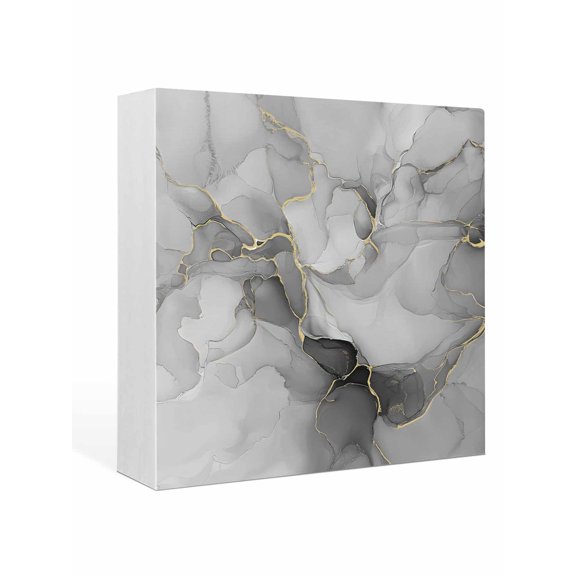 Wood Box Sign Grey Marble Square Boxes Sgin Desk Decor Decorative Wood Block Plaque Abstract Art Lines Wooden Signs for Home Tabletop Shelf Wall Office Room Table Decorations Gifts 6"x6"