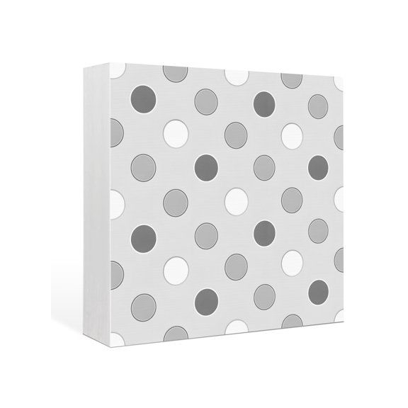 Wood Box Sign Grey Polka Dots Square Boxes Sgin Desk Decor Decorative Wood Block Plaque Funny Circles Spots Wooden Signs for Home Tabletop Shelf Wall Office Room Table Decorations Gifts 6"x6"