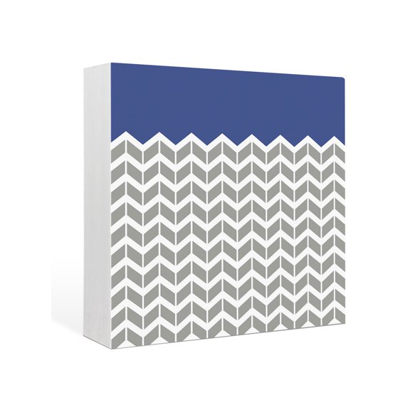 Wood Box Sign Herringbone Pattern Square Boxes Sgin Desk Decor Decorative Wood Block Plaque Vintage Dark Blue Grey Wooden Signs for Home Tabletop Shelf Wall Office Room Table Decorations Gifts 6"x6"