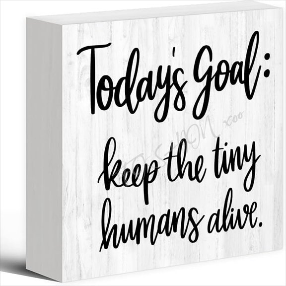 Wood Box Sign Keep The Tiny Humans Alive Sign Wooden Box Sign Farmhouse Ornament 5 X 5 Inch Artwork Desk Shelf Tabletop Wood Home Decor