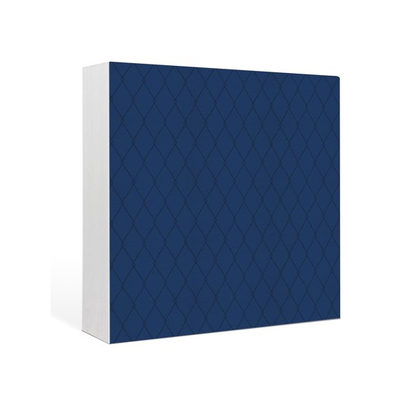 Wood Box Sign Navy Blue Rhombus Pattern Square Boxes Sgin Desk Decor Decorative Wood Block Plaque Geometric Quilted Lines Wooden Signs for Home Tabletop Shelf Wall Office Table Decor Gifts 6"x6"