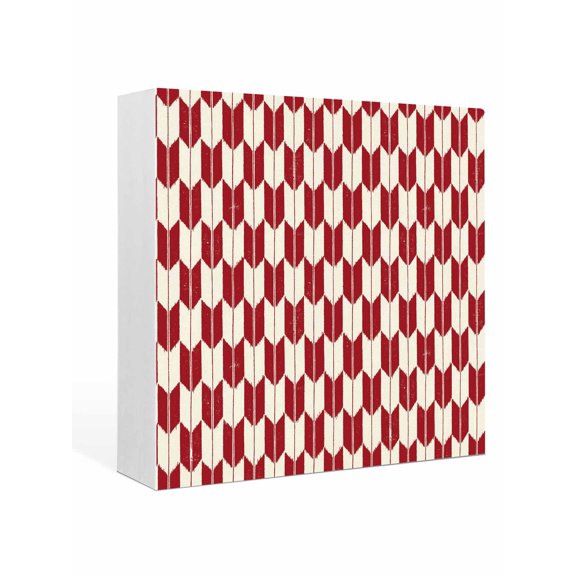 Wood Box Sign Red Arrow Patterns Square Boxes Sgin Desk Decor Decorative Wood Block Plaque Abstract Geometric Lines Wooden Signs for Home Tabletop Shelf Wall Office Room Table Decor Gifts 6"x6"