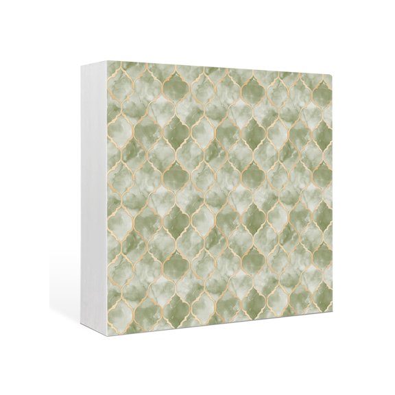 Wood Box Sign Sage Green Marble Square Boxes Sgin Desk Decor Decorative Wood Block Plaque Lattice Modern Art Wooden Signs for Home Tabletop Shelf Wall Office Room Table Decorations Gifts 6"x6"