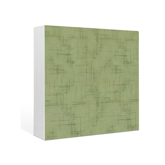 Wood Box Sign Sage Green Textile Weave Square Boxes Sgin Desk Decor Decorative Wood Block Plaque Intersect Lines Linen Wooden Signs for Home Tabletop Shelf Wall Office Room Table Decor Gifts 6"x6"
