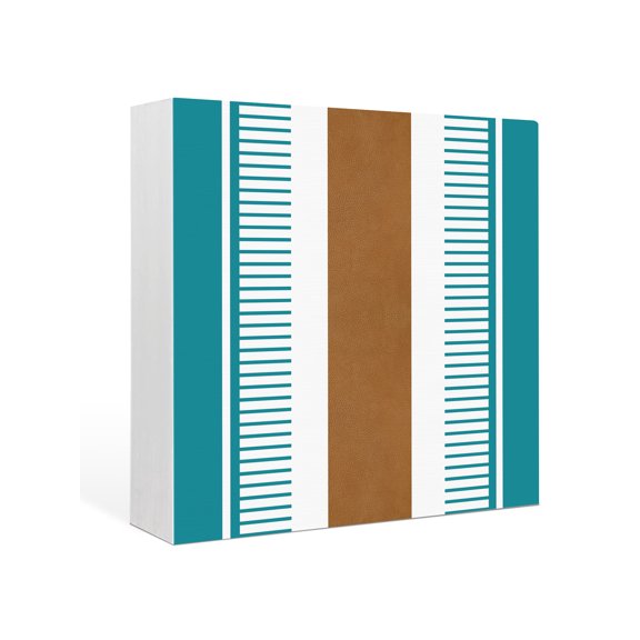 Wood Box Sign Teal Brown Stripe Square Boxes Sgin Desk Decor Decorative Wood Block Plaque Boho Style Wooden Signs for Home Tabletop Shelf Wall Office Room Table Decorations Gifts 6"x6"
