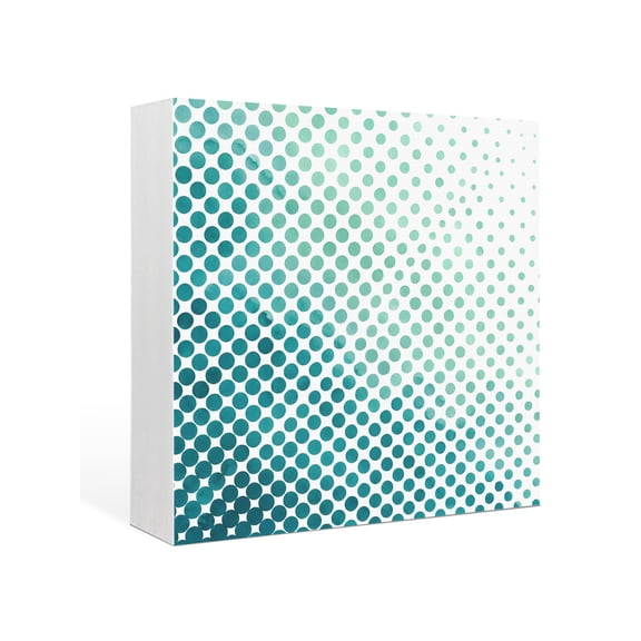 Wood Box Sign Teal Polka Dots Square Boxes Sgin Desk Decor Decorative Wood Block Plaque Gradient Aesthetic Spots Wooden Signs for Home Tabletop Shelf Wall Office Room Table Decorations Gifts 6"x6"