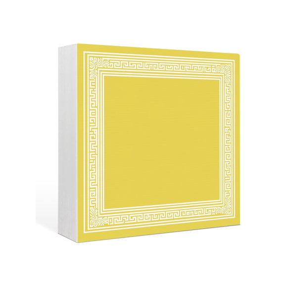 Wood Box Sign Yellow Key Design Square Boxes Sgin Desk Decor Decorative Wood Block Plaque Geometric Back Print Wooden Signs for Home Tabletop Shelf Wall Office Room Table Decorations Gifts 6"x6"