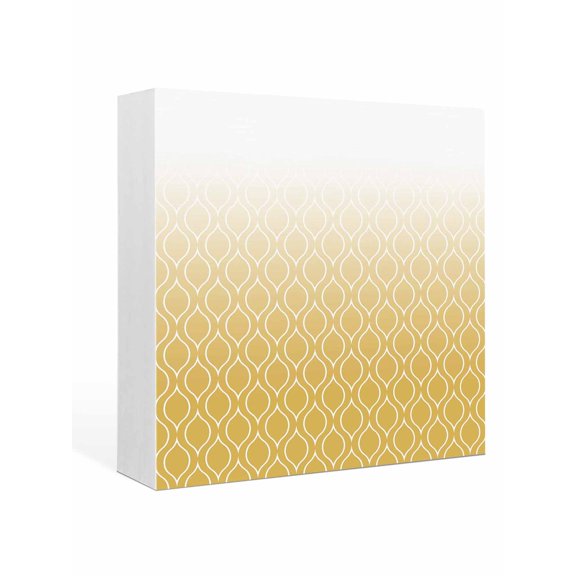 Wood Box Sign Yellow Morocco Square Boxes Sgin Desk Decor Decorative Wood Block Plaque Ombre Geometric Lines Pattern Wooden Signs for Home Tabletop Shelf Wall Office Room Table Decor Gifts 6"x6"