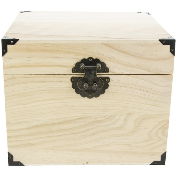 Wood Box Square W/Metal Corners-10