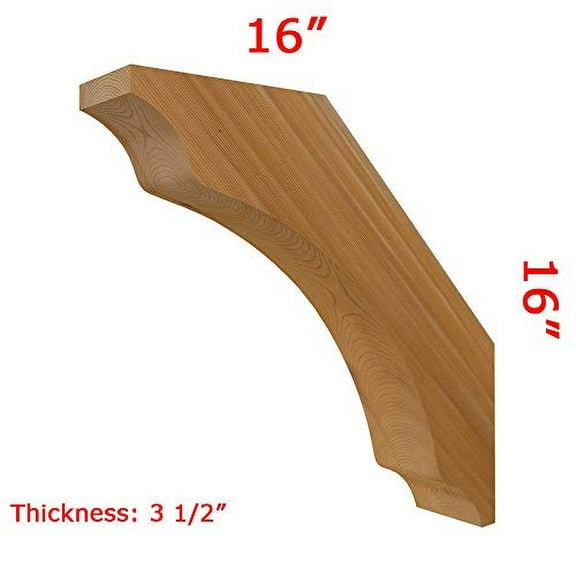 Wood Brace 64T1 Smooth Finish -Projection 16" -Height 16" -Thickness 3 1/2" by Timber Build