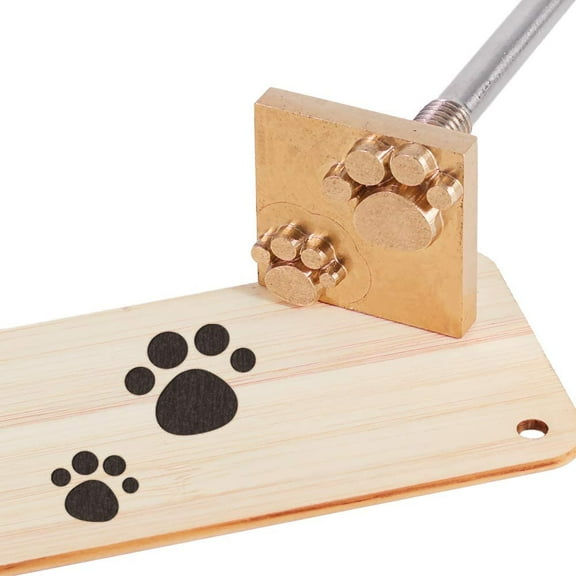 Wood Branding Iron BBQ Heat Stamp with Brass Head and Wood Handle for Wood Leather and Most Plastics - Dog Paw DIY
