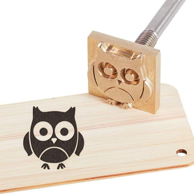 Wood Branding Iron BBQ Heat Stamp with Brass Head and Wood Handle for