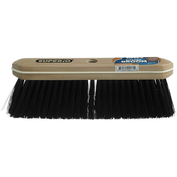 Wood Broom Black Head Tampico/ Synthetic Bristles