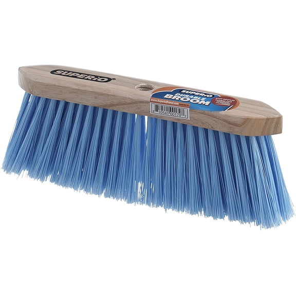 Wood Broom Blue Head -Synthetic Bristles