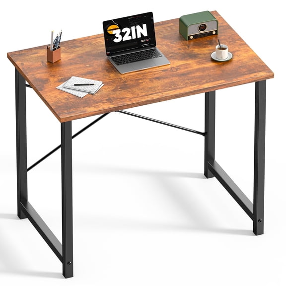 Wood Brown 47 Inch Computer Desk For Home Office Modern Writing Table With X-Shaped Reinforcement