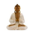 thumbnail image 1 of Wood Buddha Statue – Hand Carved Whitewashed Anjali Mudra Sculpture, Namaste Zen Décor - 16" tall x 12" wide x 7" deep, 1 of 9
