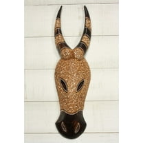 Wood Buffalo Wall Mask – Hand Carved Tribal Art, Decorative Rustic Animal Wall Decor Size: 12" Tall x 4.5" Wide x 2" Deep