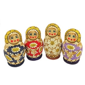 Wood Burn Matryoshka 5 Nesting Dolls - Assorted Colors Only - If you Order 5 Dolls all 5 Will Be Different - Picture Shows Assortment 4 Inch Tall
