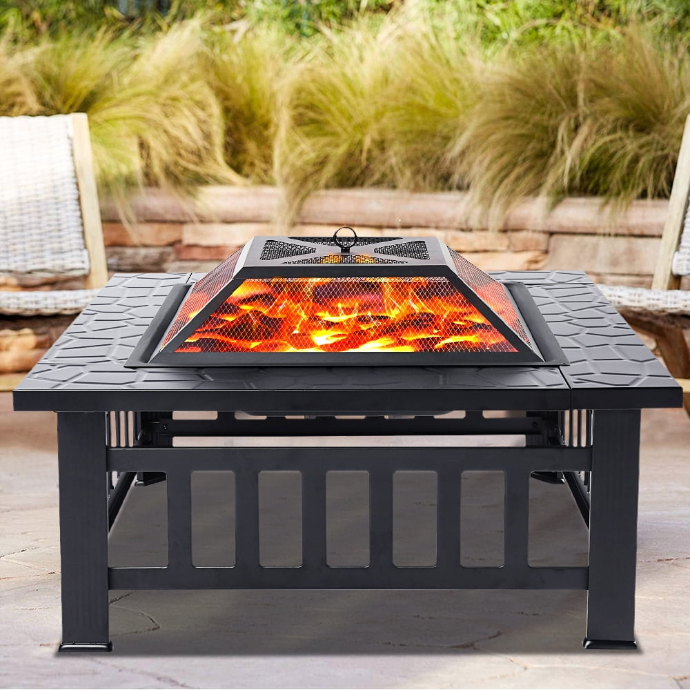 Sharper Image Outdoor Tabletop Fire Pit with Lid and Cork Base