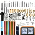 thumbnail image 1 of Wood Burning Kit, 75 Pcs Wood Burner Tool Kit with letters and numbers, Pyrography Pen with Adjustable Temperature Control Various Tips Stencils, Woodworking Leather Embossing Carving Soldering, 1 of 9