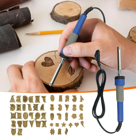 Wood Burning Kit with Letter Stamps, Wood Burning Kit with Letter Stamps, Copper Mold DIY Wood Burning Leather Burning Carving Tools Set