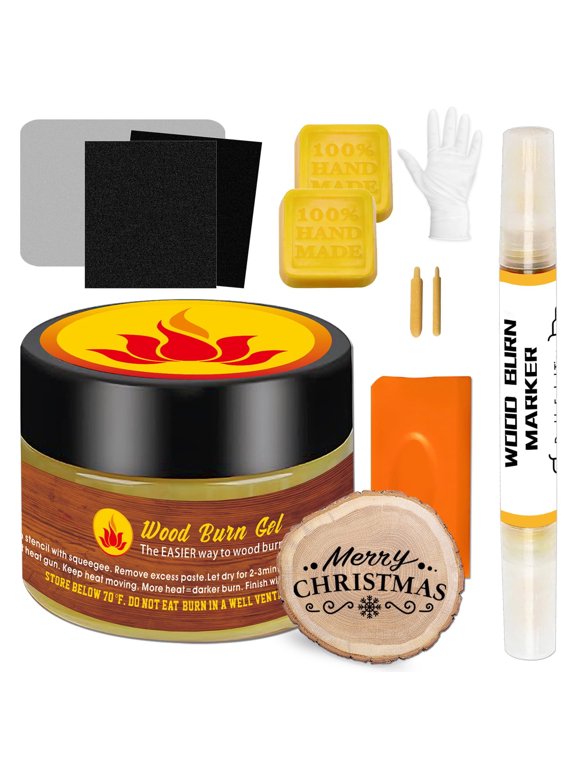 Wood Burning Kit with Paste and Pen 4oz Double-Sided Markers, DIY Engravings in Minutes, Perfect for Wooden Art Handmade Gifts