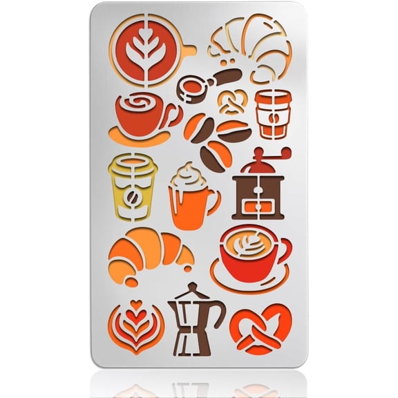 Wood Burning Metal Stencils Coffee and Bread Stencils Reusable Templates for DIY Scrapbooking Photo Album Decorative Embossing DIY Paper Card
