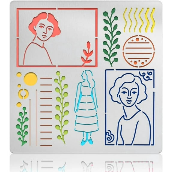 Wood Burning Metal Stencils Templates Human Abstract Figure Drawings Reusable Templates for DIY