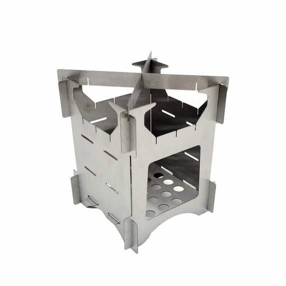 Wood Burning Stove, Portable Stainless Steel Folding Wood Burning Stove Mini Cooker for Outdoor Camping Travel Hiking Picnic