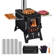 thumbnail image 1 of Wood Burning Stove,Sauna Hot Tent Stove,2 in 1 Heating and Cooking System,Portable Wood Burning Stove with 5 Pipes,Folding Woods Stove for Outdoor Camping Heating Ice Fishing Hunting Stainless Steel, 1 of 7