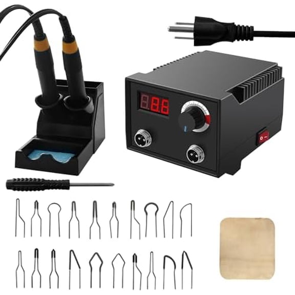 Wood Burning Tool, Wood Burner Kits Pen 25~750, Pyrography Wood Burning Kit with Digital Thermometer Temperature Adjustable Temperature, 2 Pyrographic Wood Burning Pens, 20 Wood Burning Pen Tips